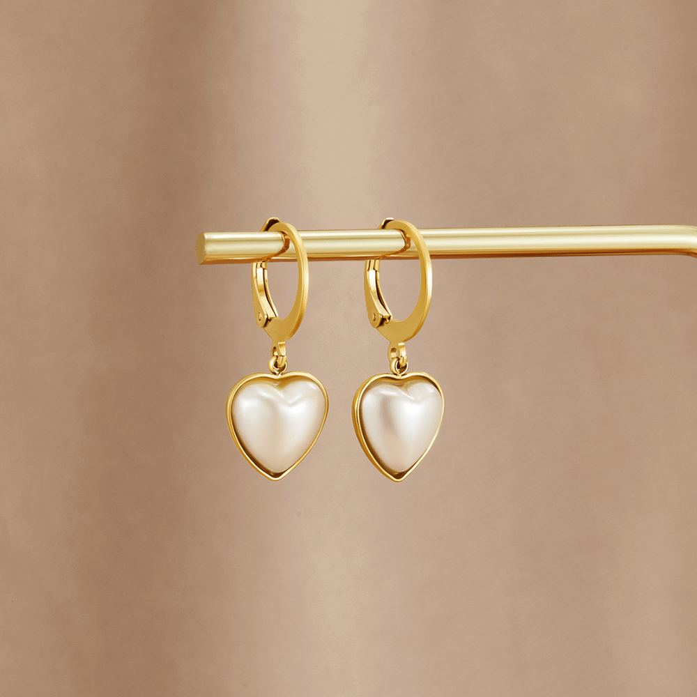 'Pure Heart' Pearl Hoop Earrings