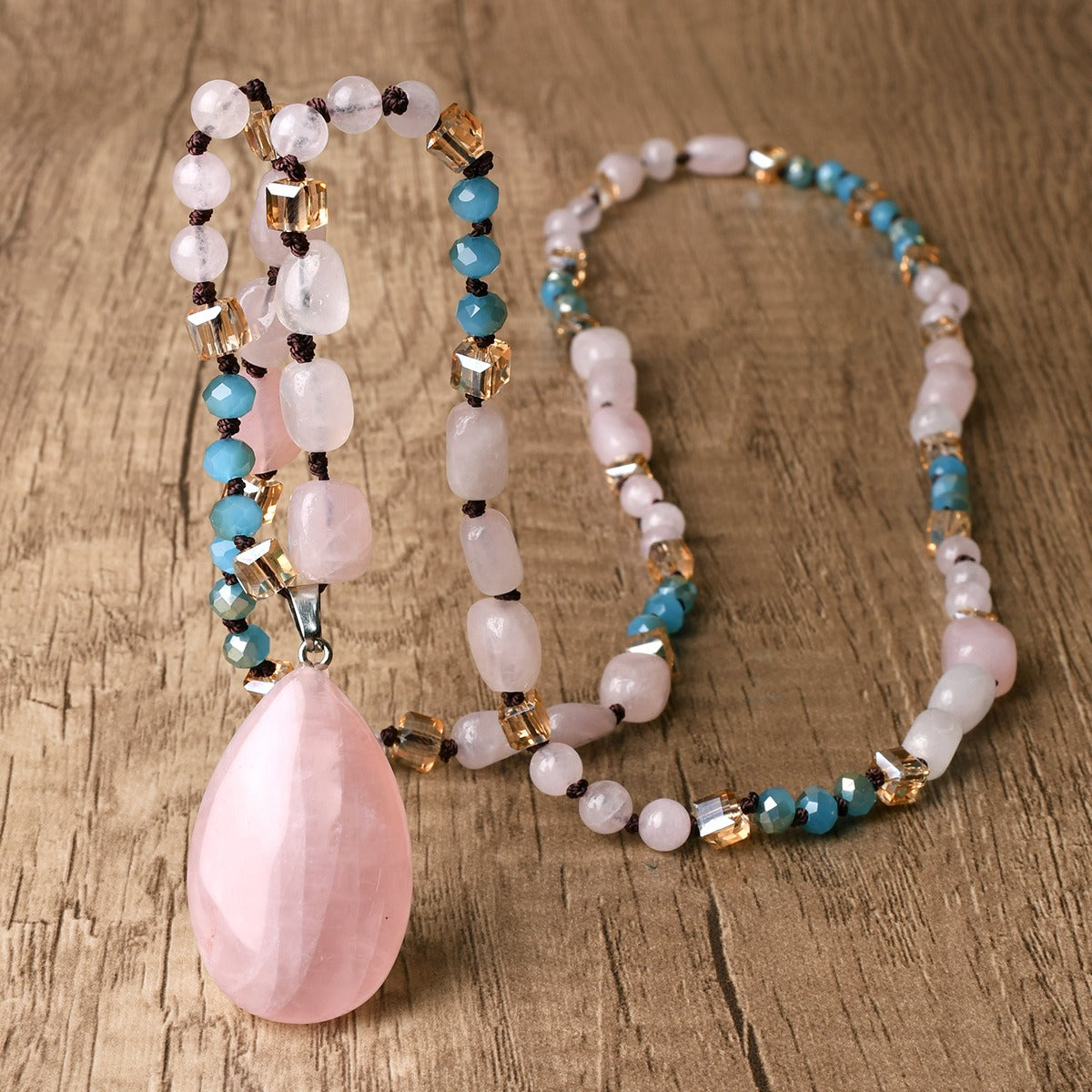 108 Natural Amazonite Rose Quartz & Rhodonite Mala Necklace™