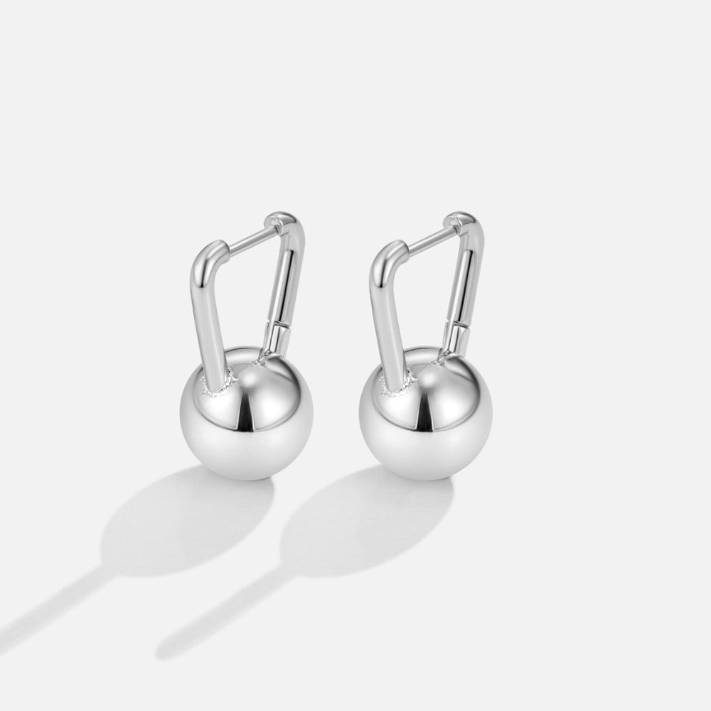 Silver Dumbbell Hoop Earrings