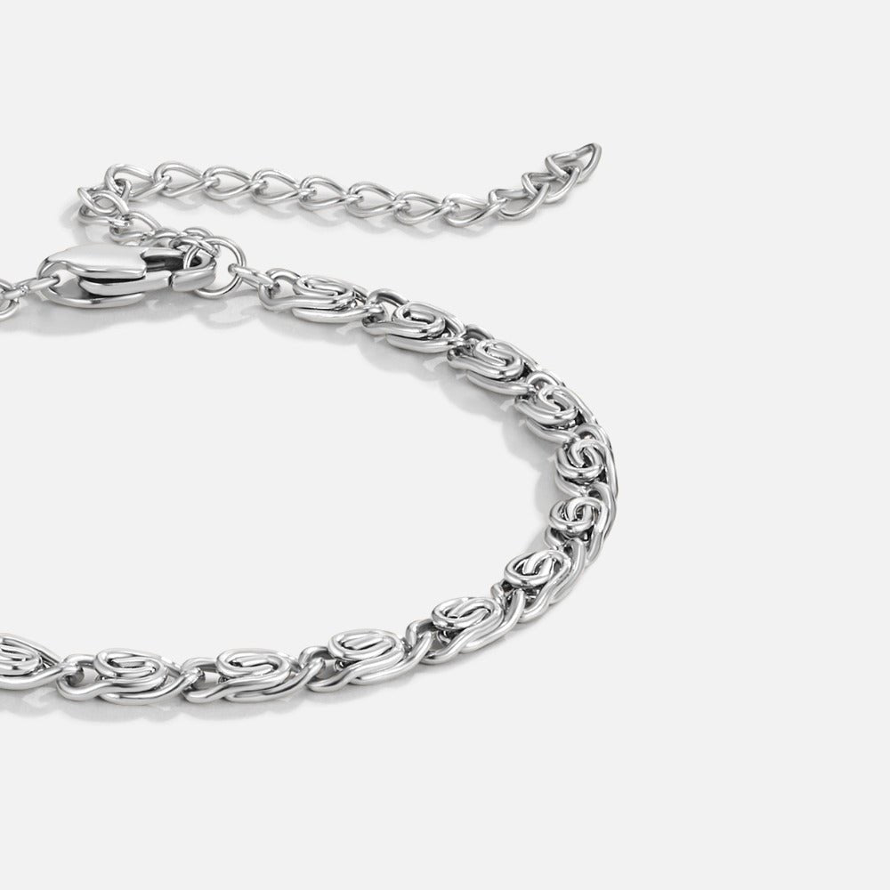 Silver Swirl Link Chain Bracelet