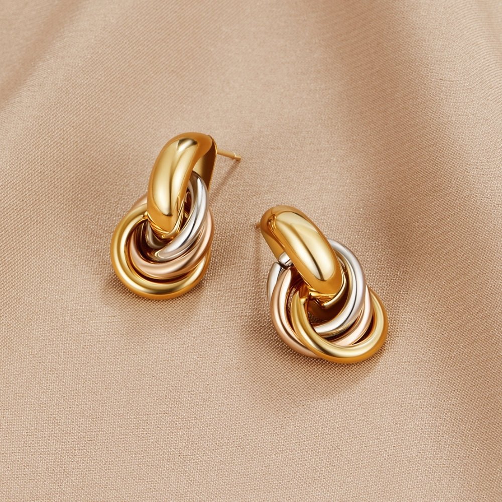 Twisted Three-Toned Hoop Earrings