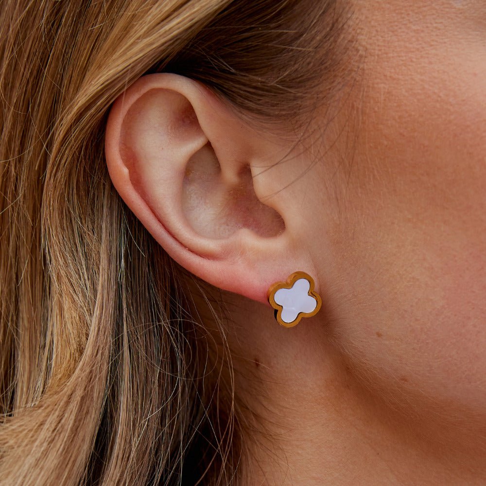 White Clover Stud Earrings