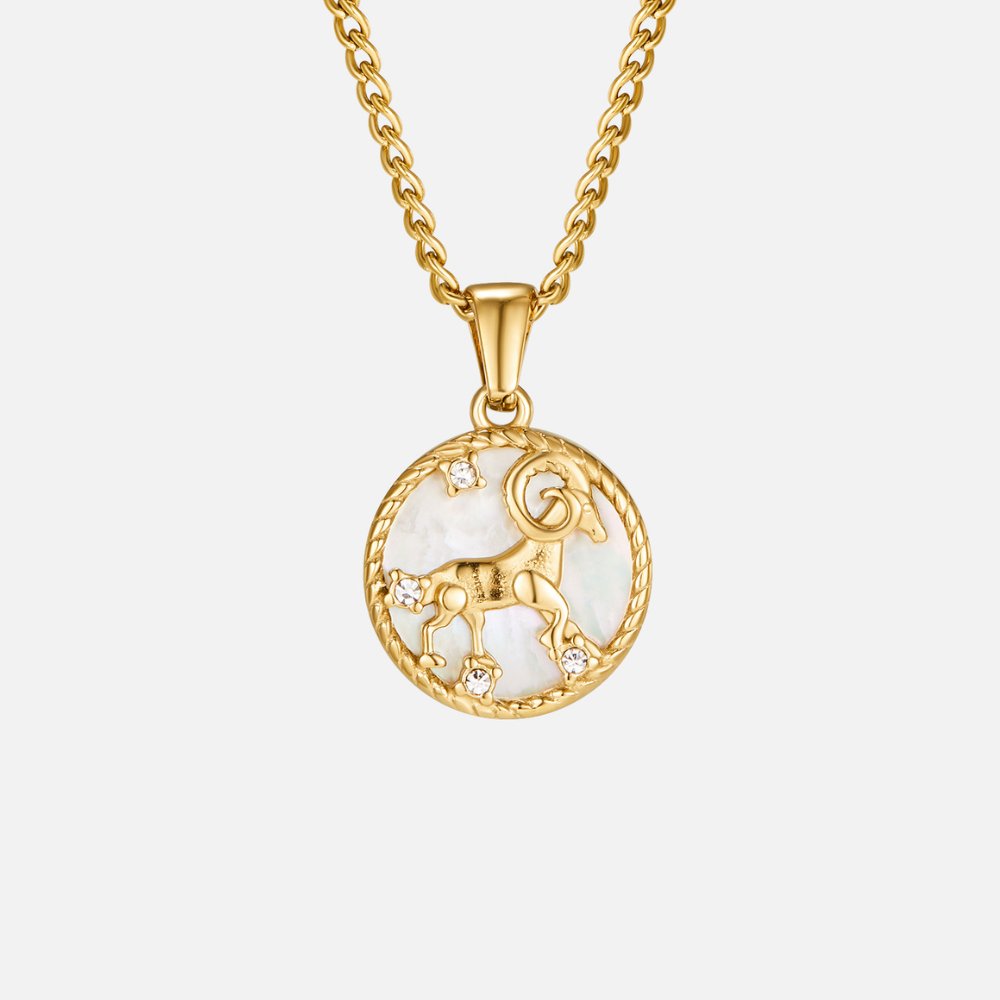White Shell Zodiac Coin Necklace